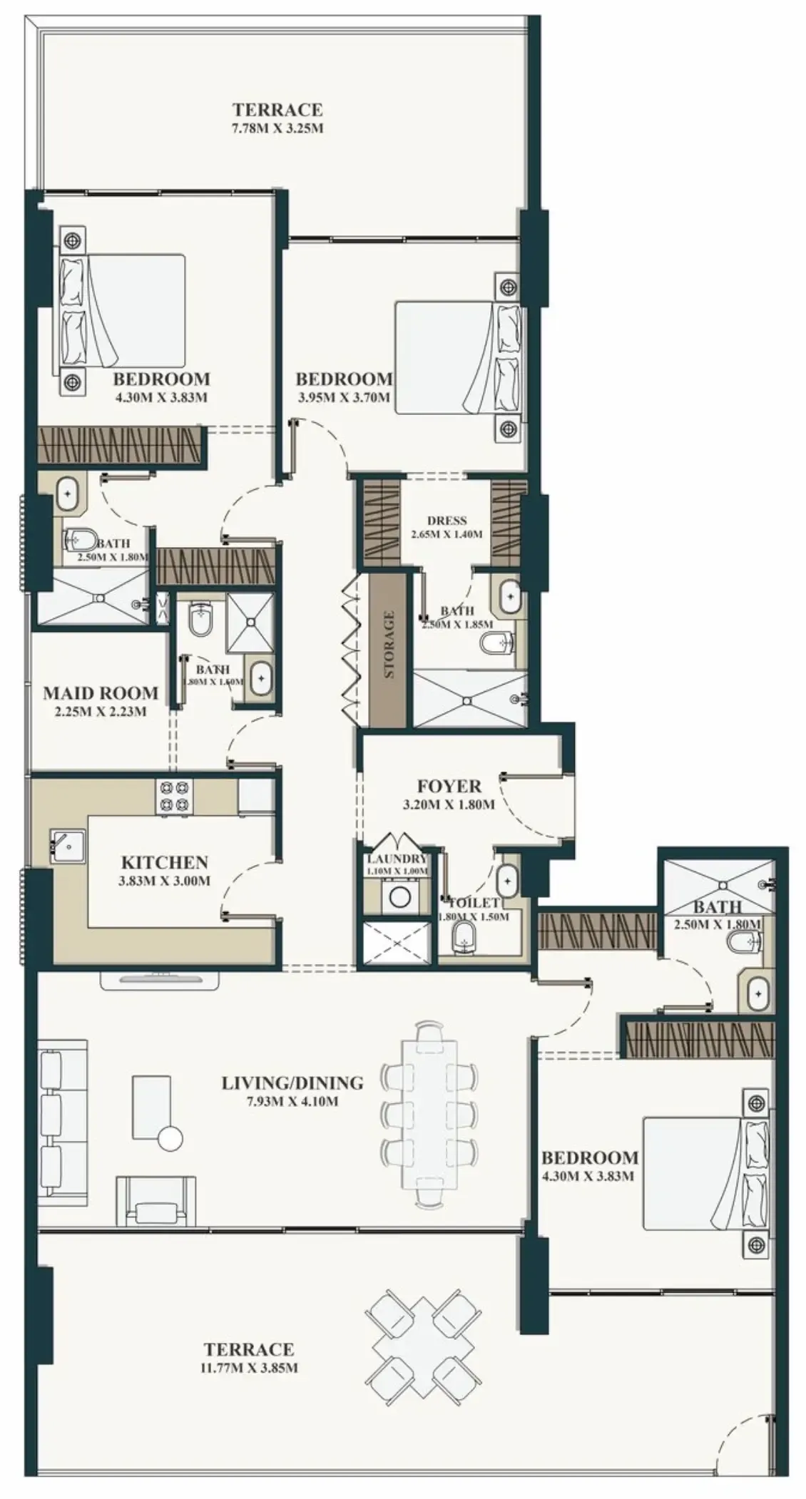 3 BR layout at Belle Vie
