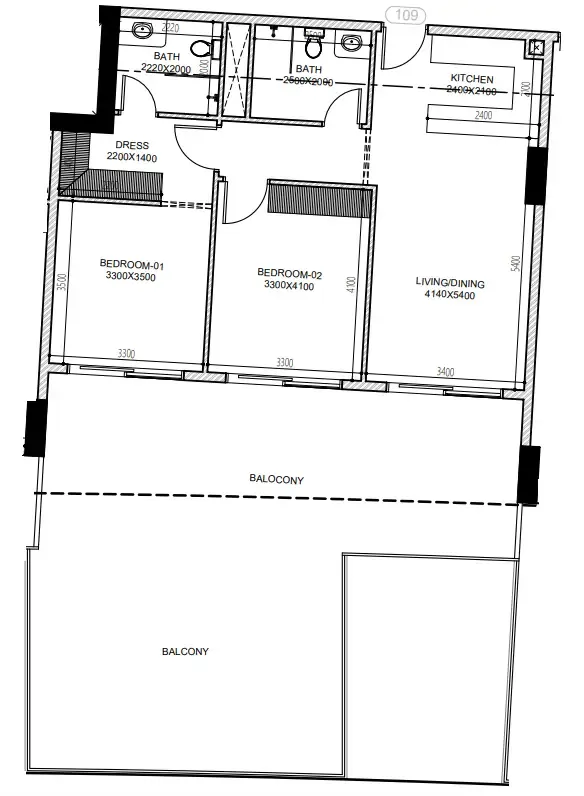2 BR layout at Astra South