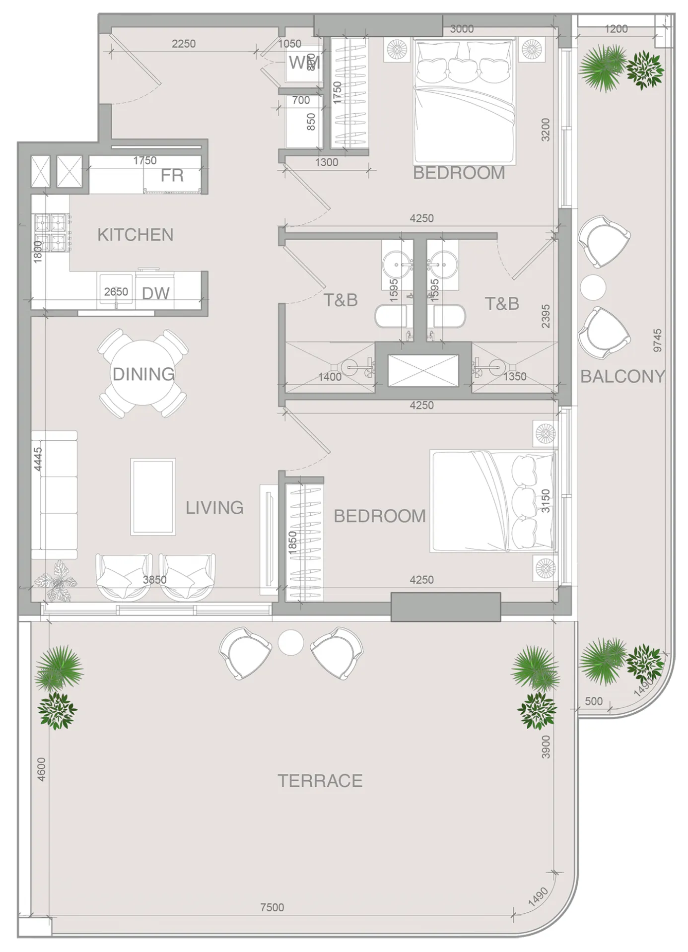 2 BR layout at VERDAN1A 4