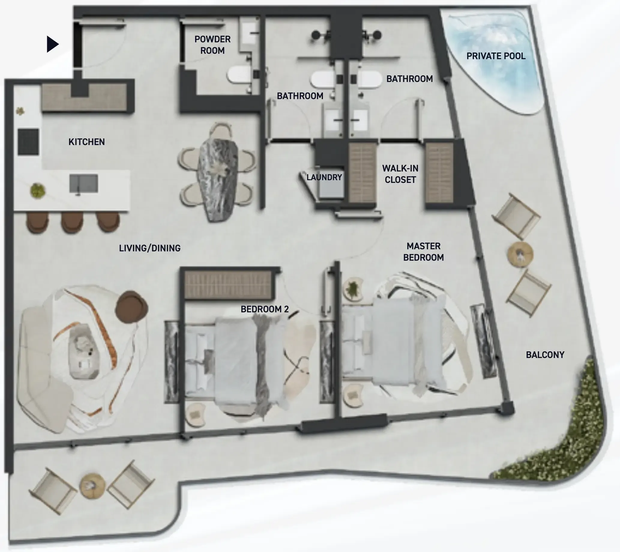2 BR layout at Hadley Heights 2