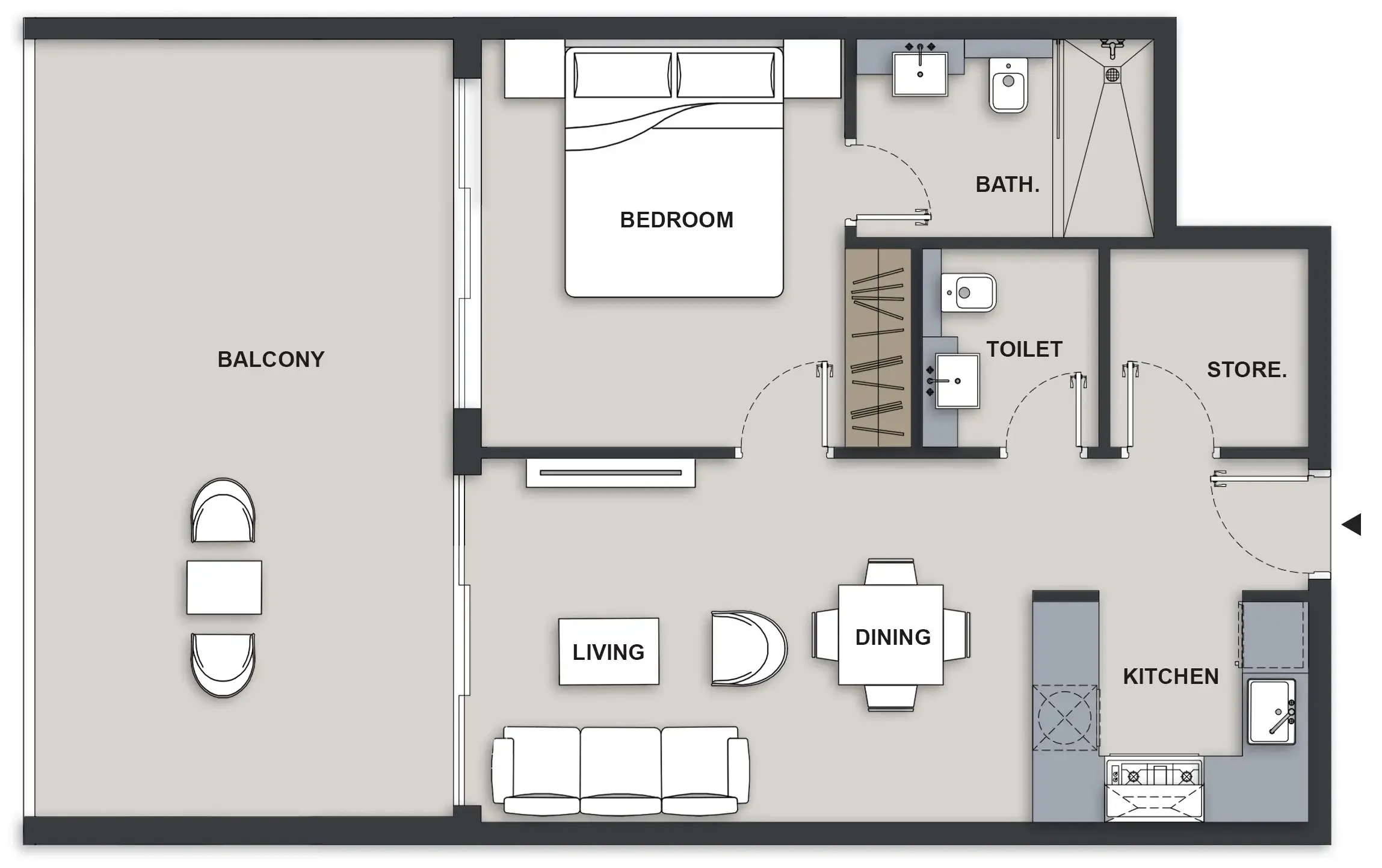 1 BR layout at Maison Elysee III