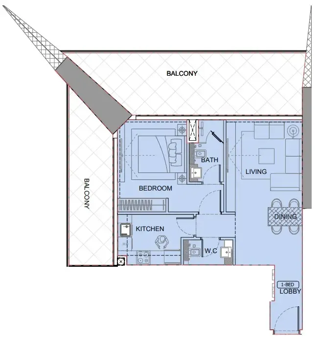 1 BR layout at One by Binghatti