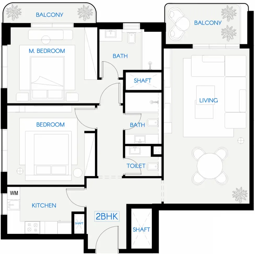 2 BR layout at Celestara Residences