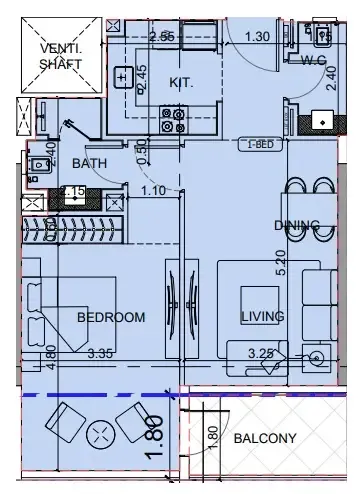 1 BR layout at Binghatti Cullinan