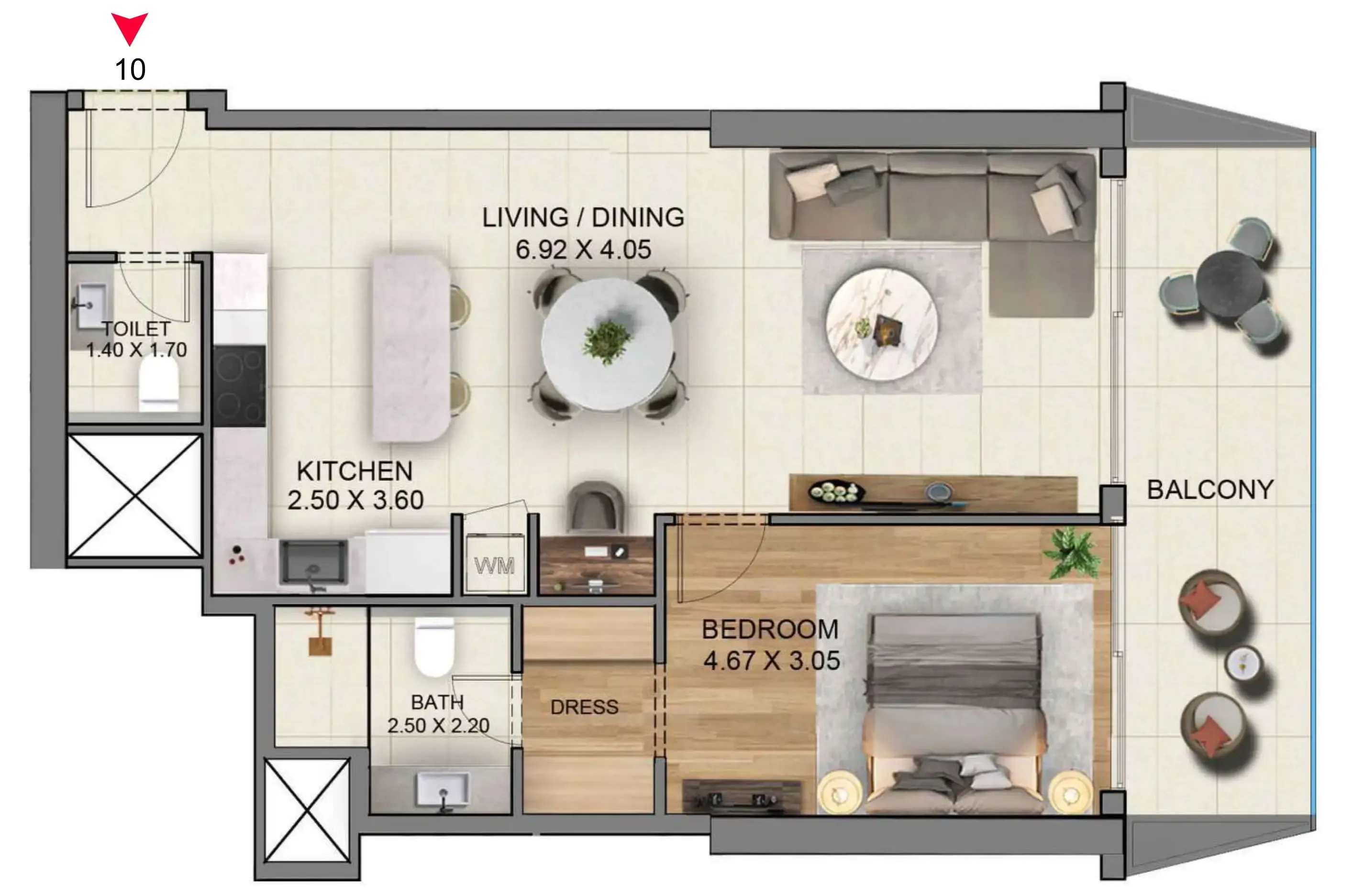 1 BR layout at Marriott Residences JLT