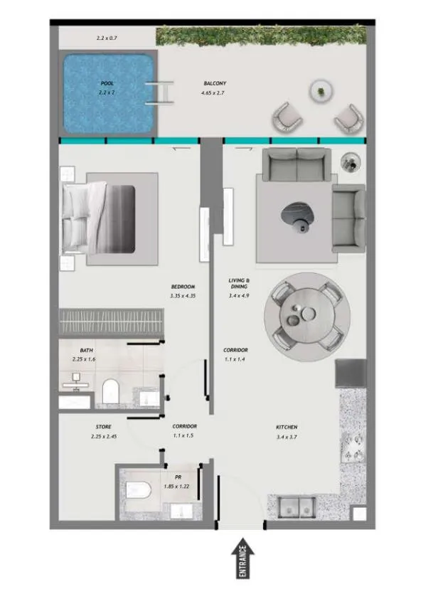 1 BR layout at Samana Resorts