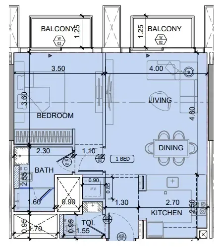 1 BR layout at Binghatti Etherea