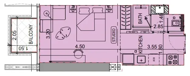 0 BR layout at Binghatti Luxuria