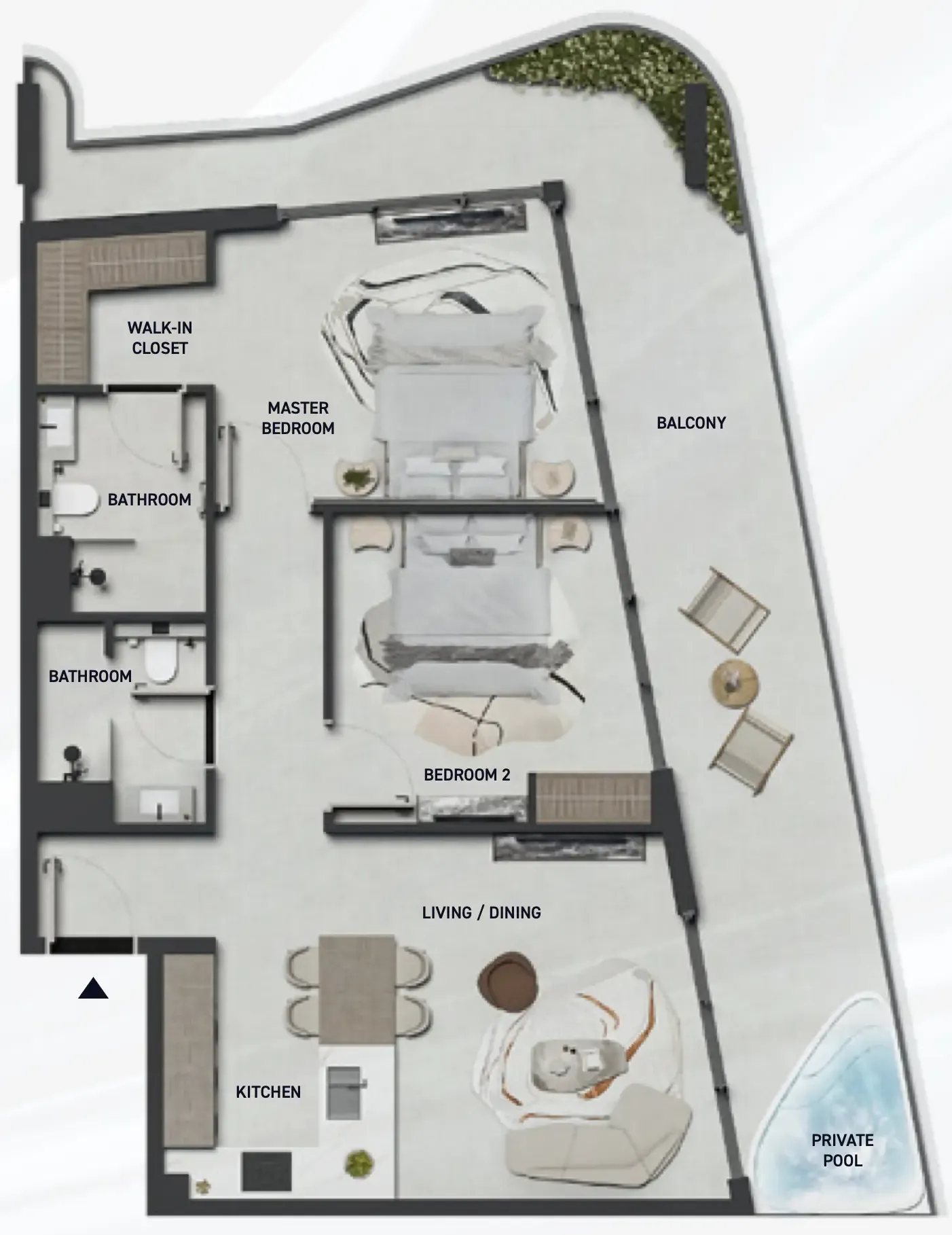 2 BR layout at Hadley Heights 2
