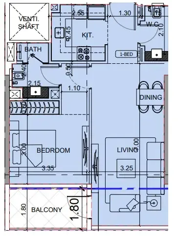 1 BR layout at Binghatti Cullinan
