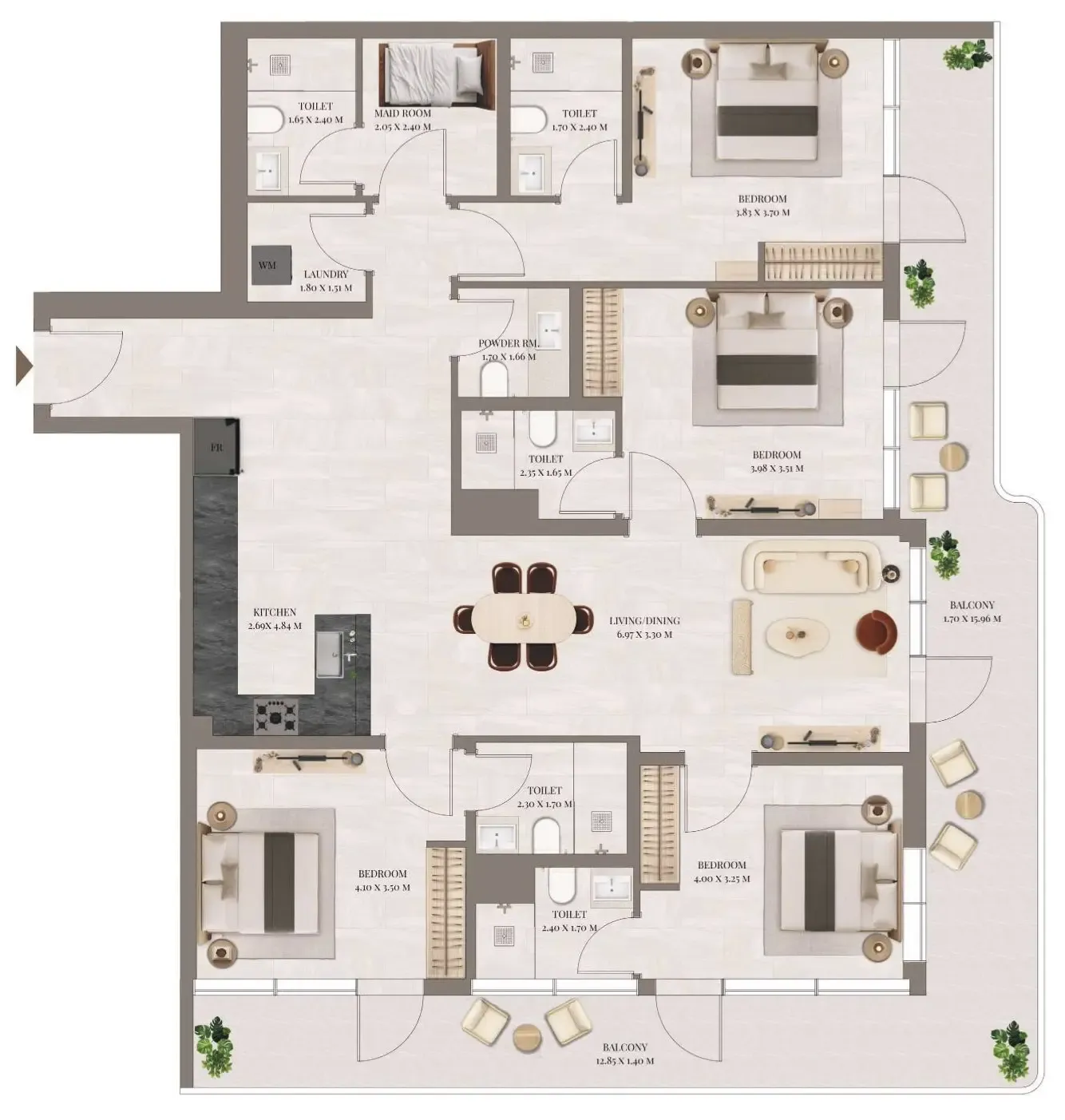 4 BR layout at Rivo
