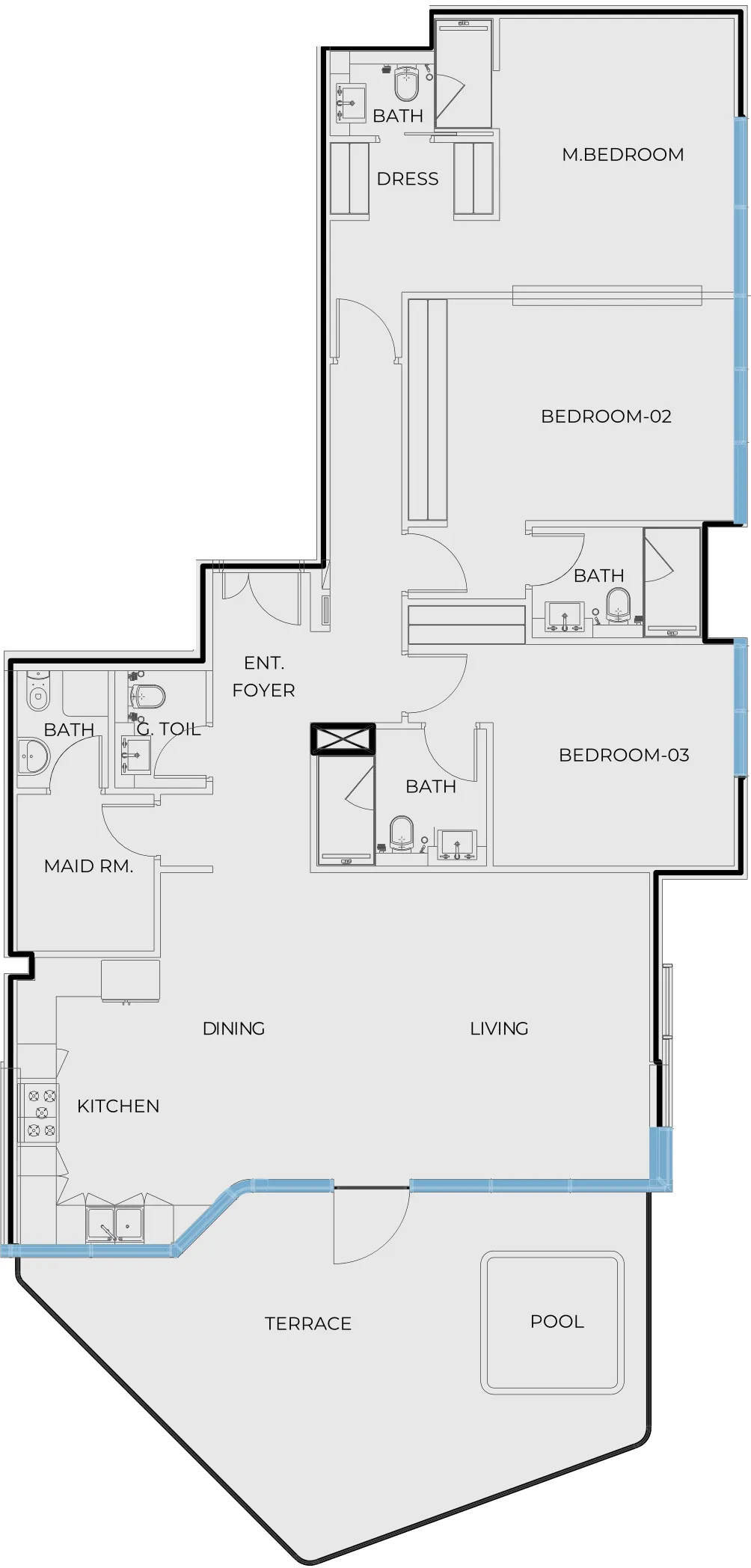 3 BR layout at Coastal Haven