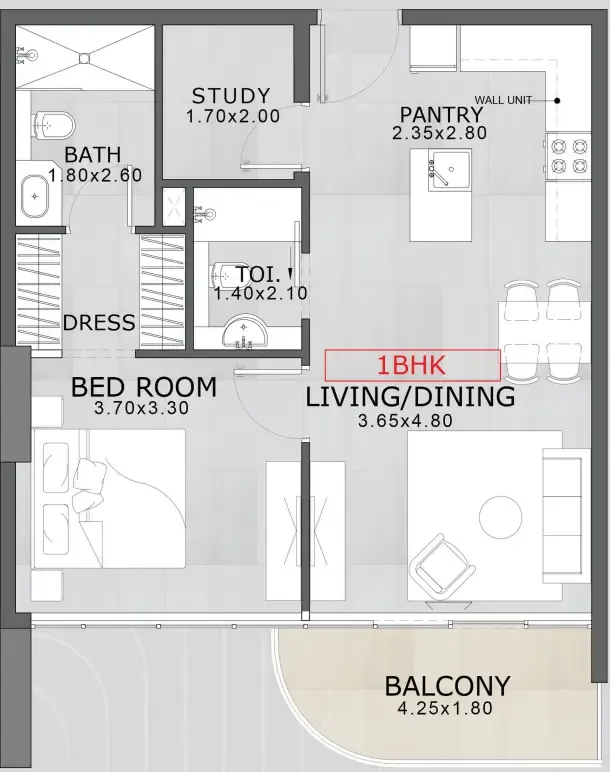 1 BR layout at Floarea Skies