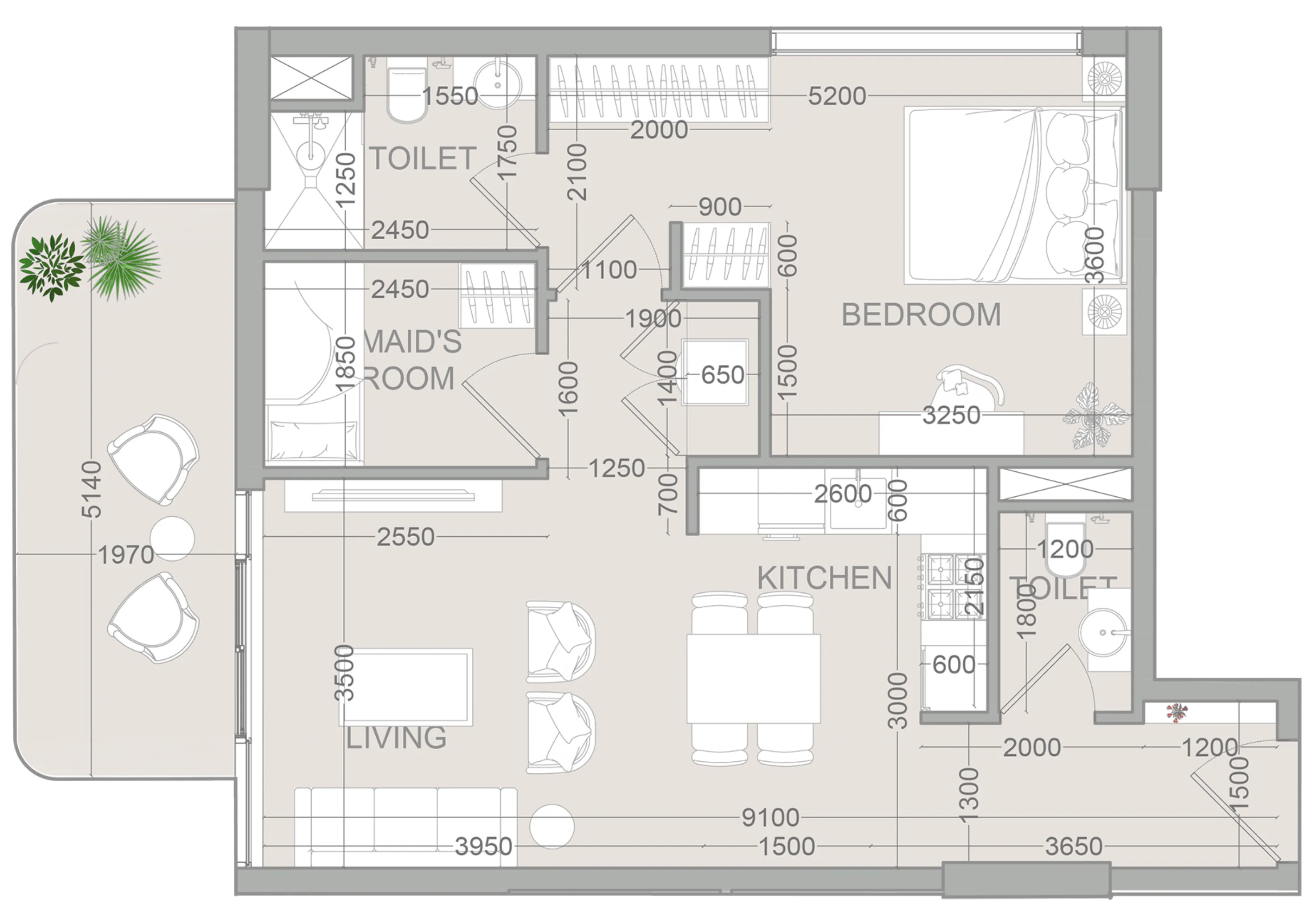 1 BR layout at TETR1S Tower