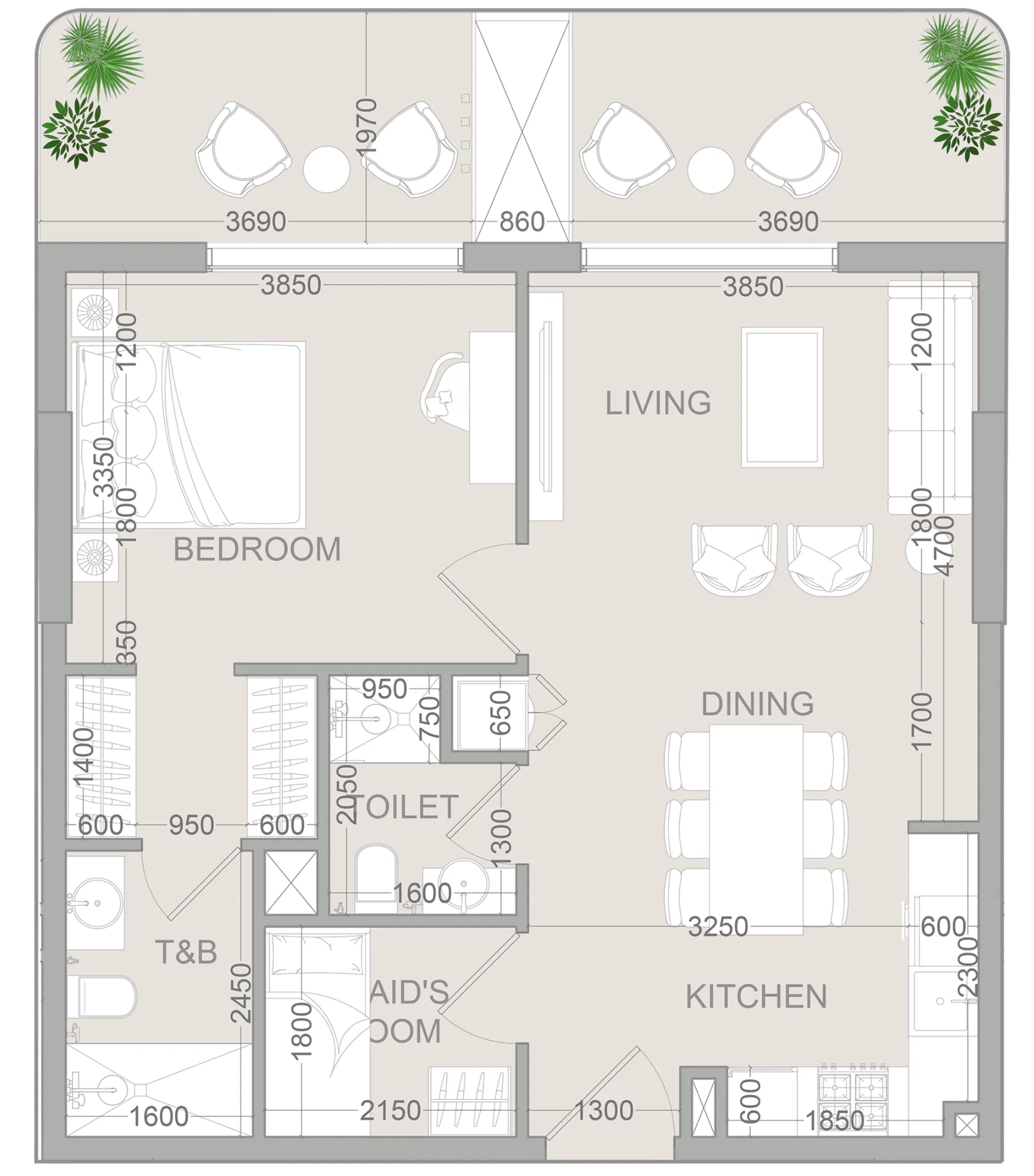 1 BR layout at TETR1S Tower
