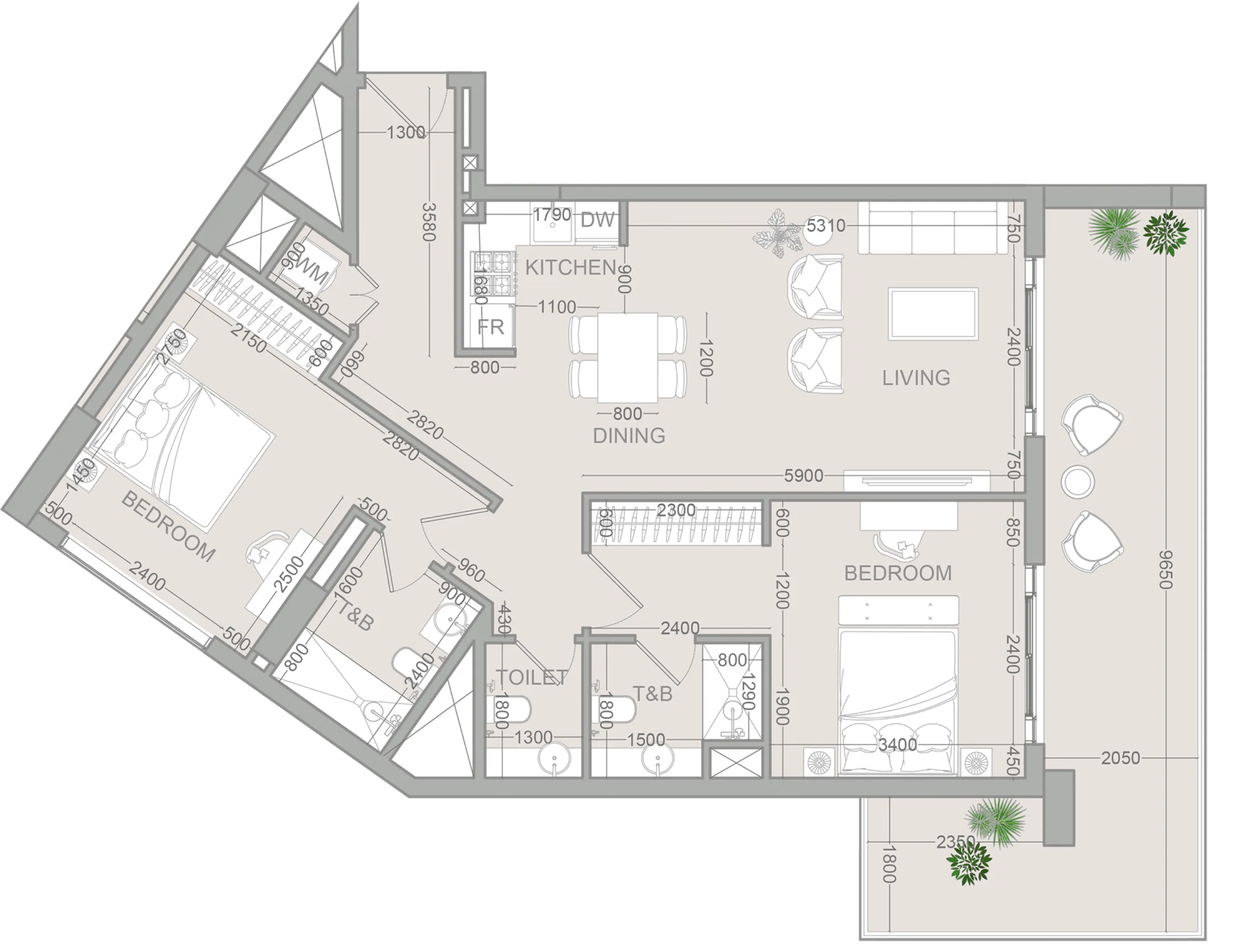 2 BR layout at VERDAN1A 2
