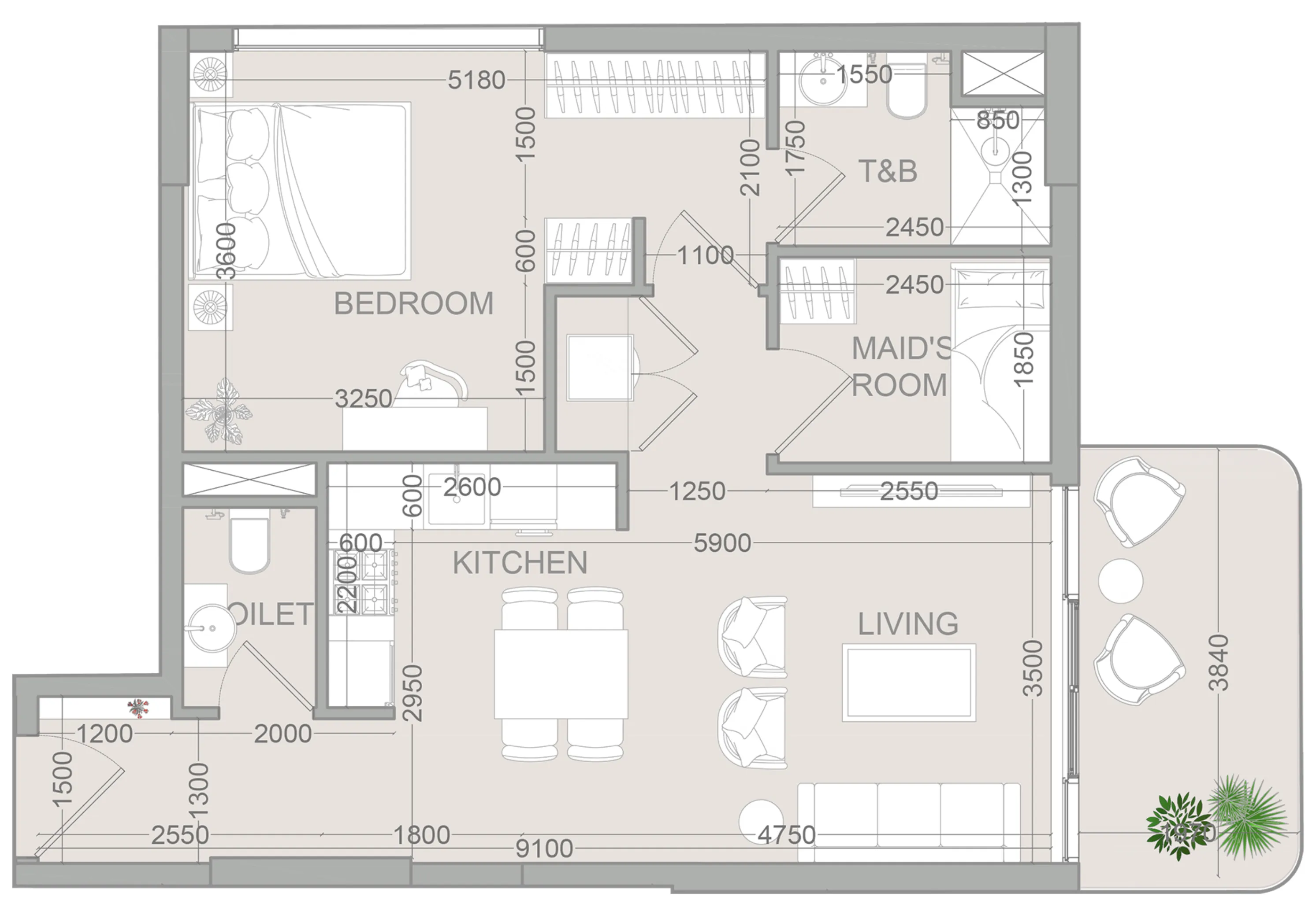 1 BR layout at TETR1S Tower