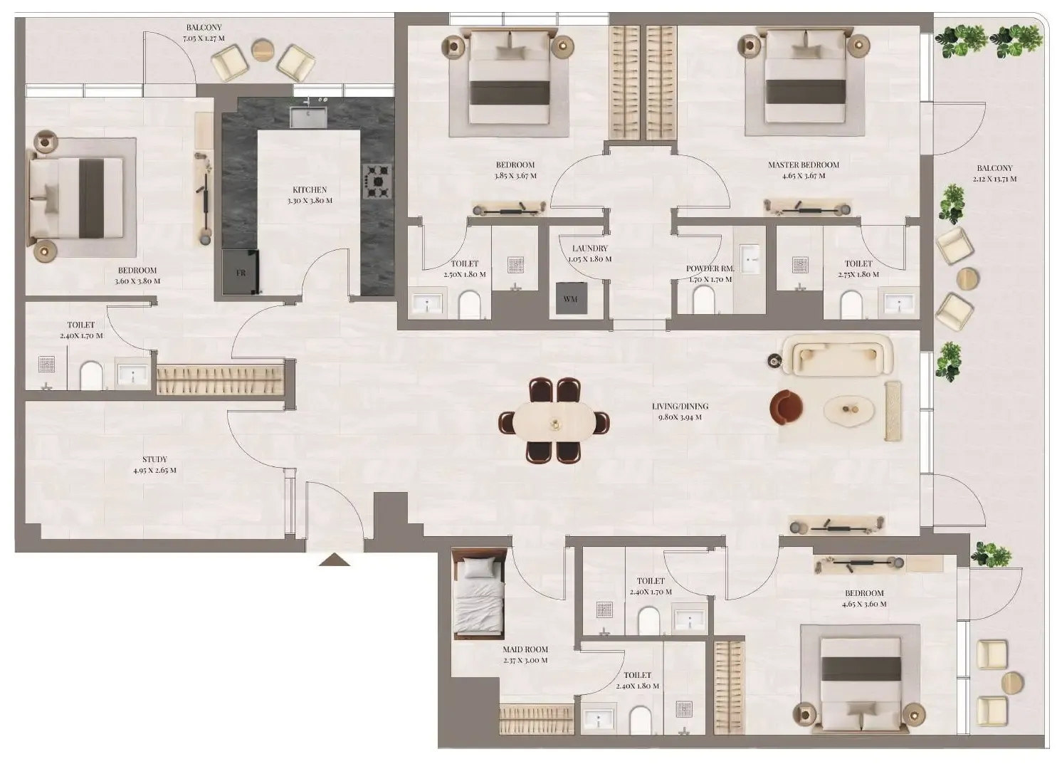 4 BR layout at Rivo