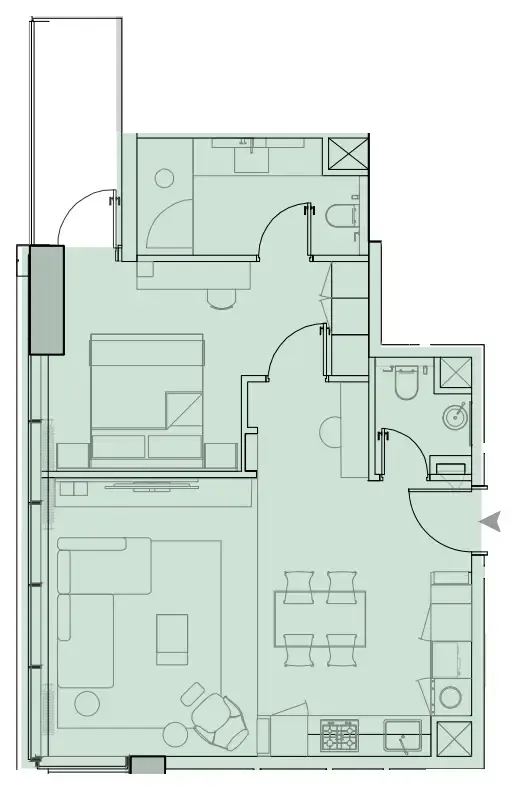 1 BR layout at Wynwood Horizon