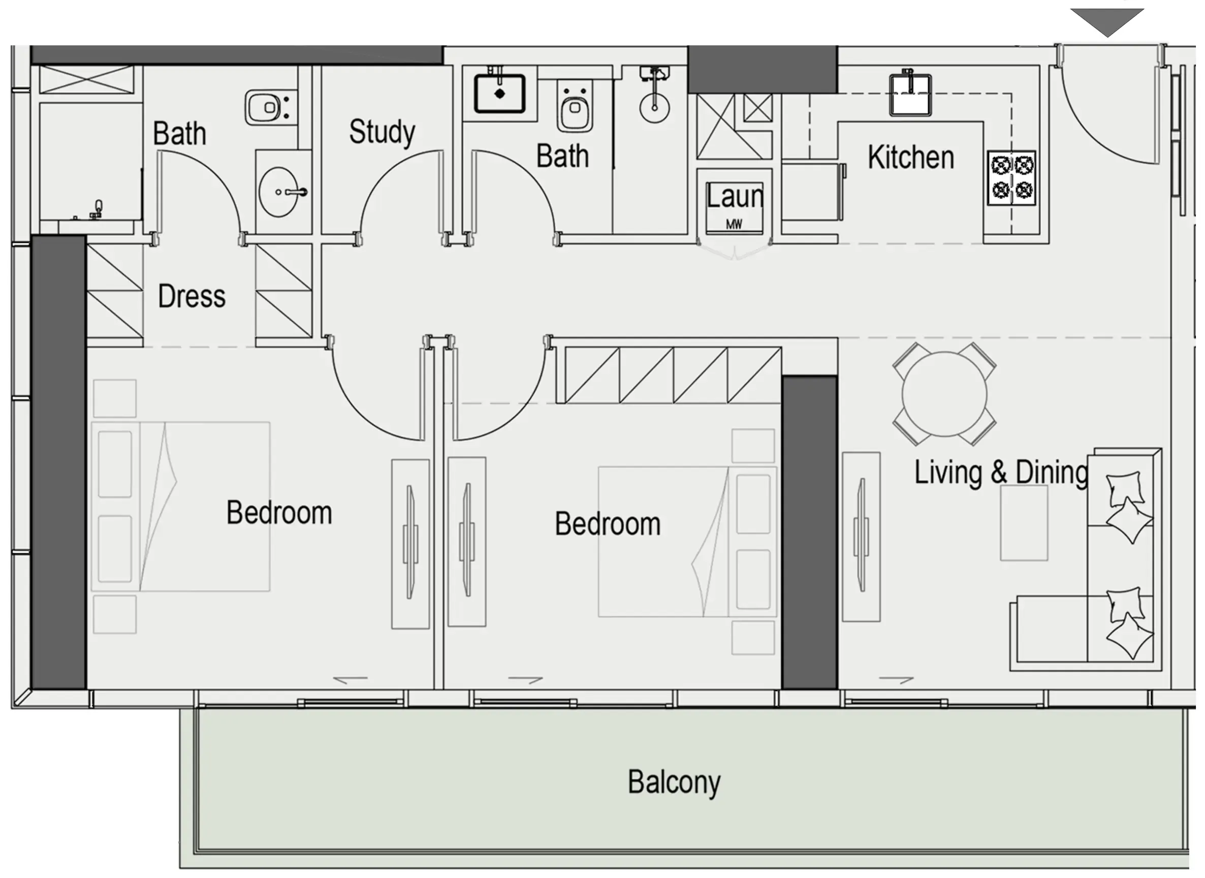 2 BR layout at Sierra by Iman