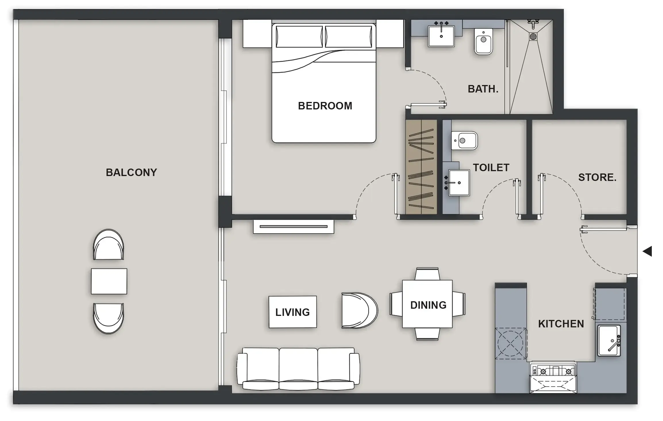 1 BR layout at Maison Elysee III