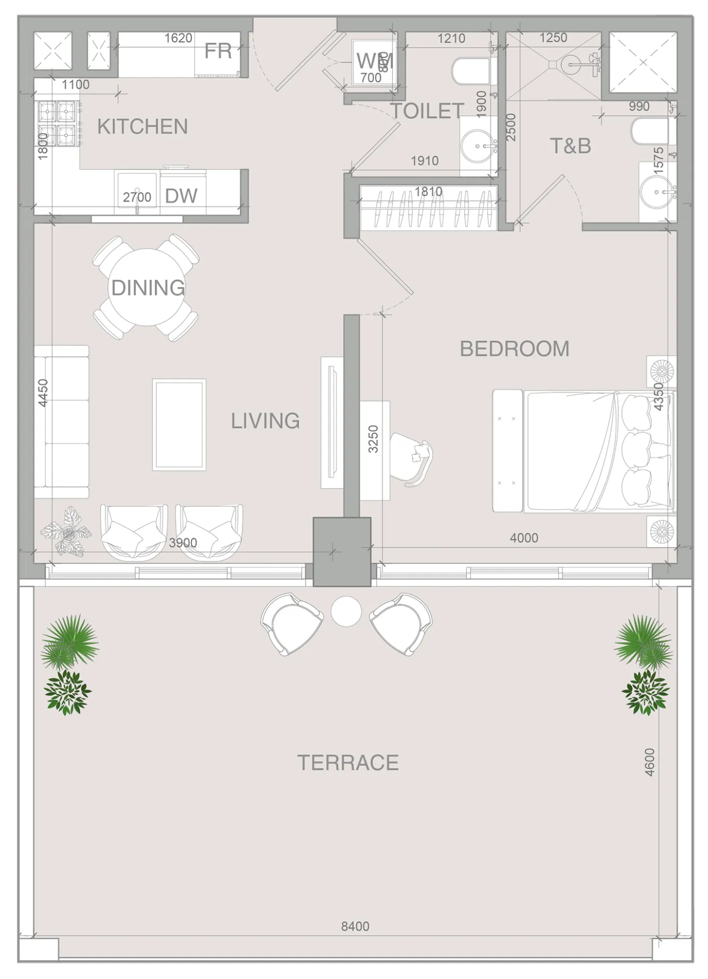 1 BR layout at VERDAN1A 4