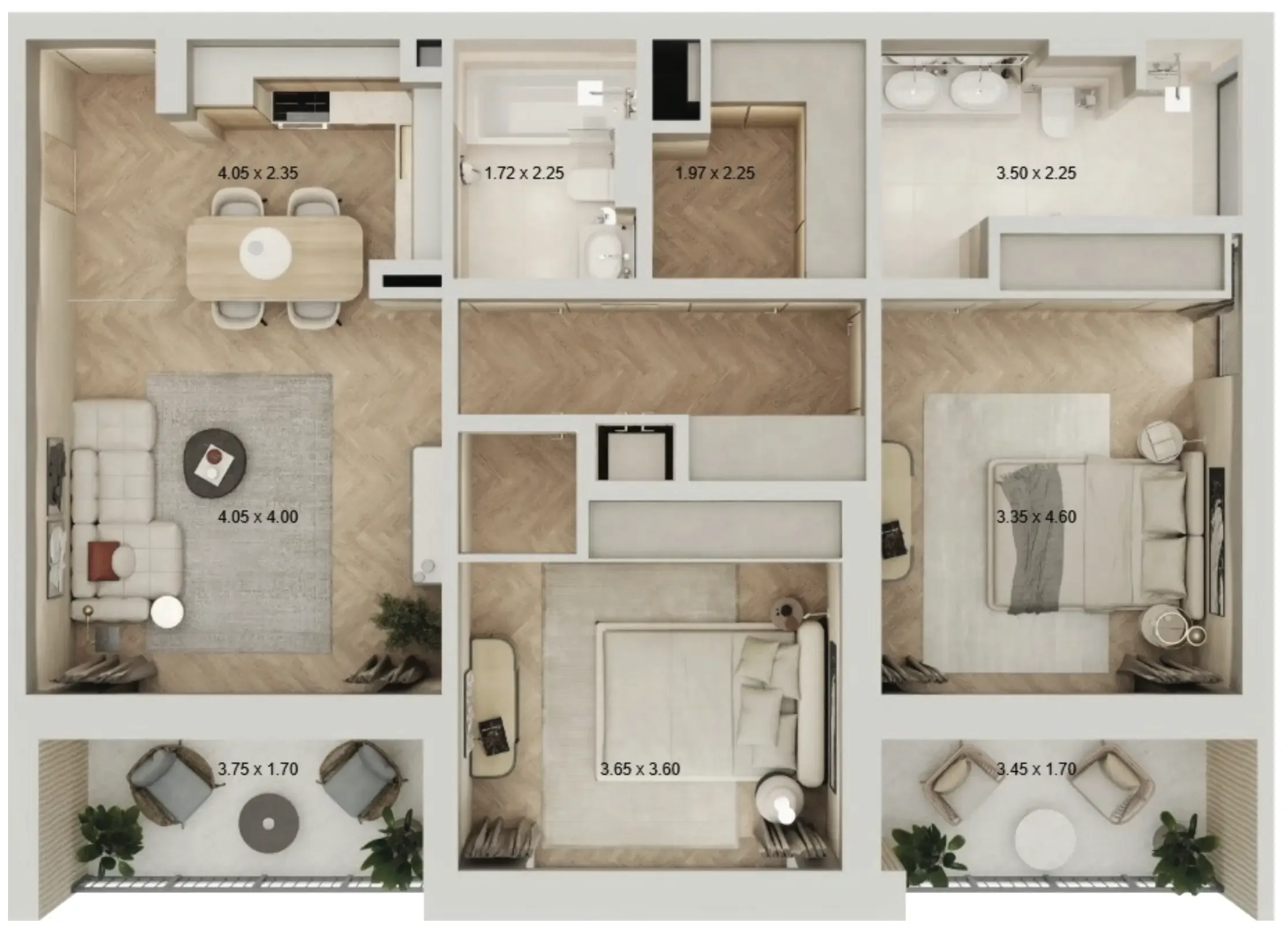 2 BR layout at Arisha Terraces