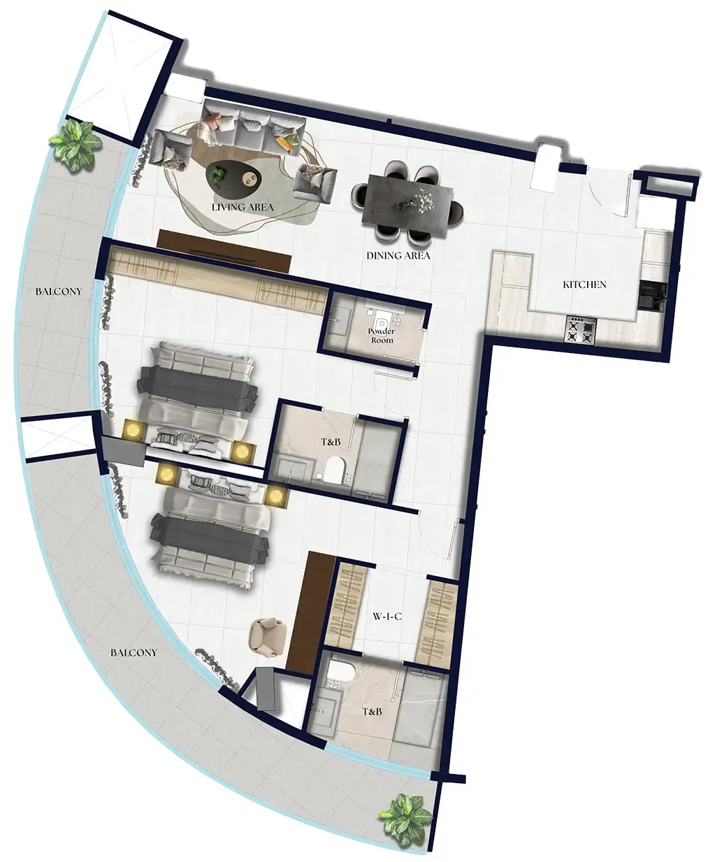 2 BR layout at Xenia Residence
