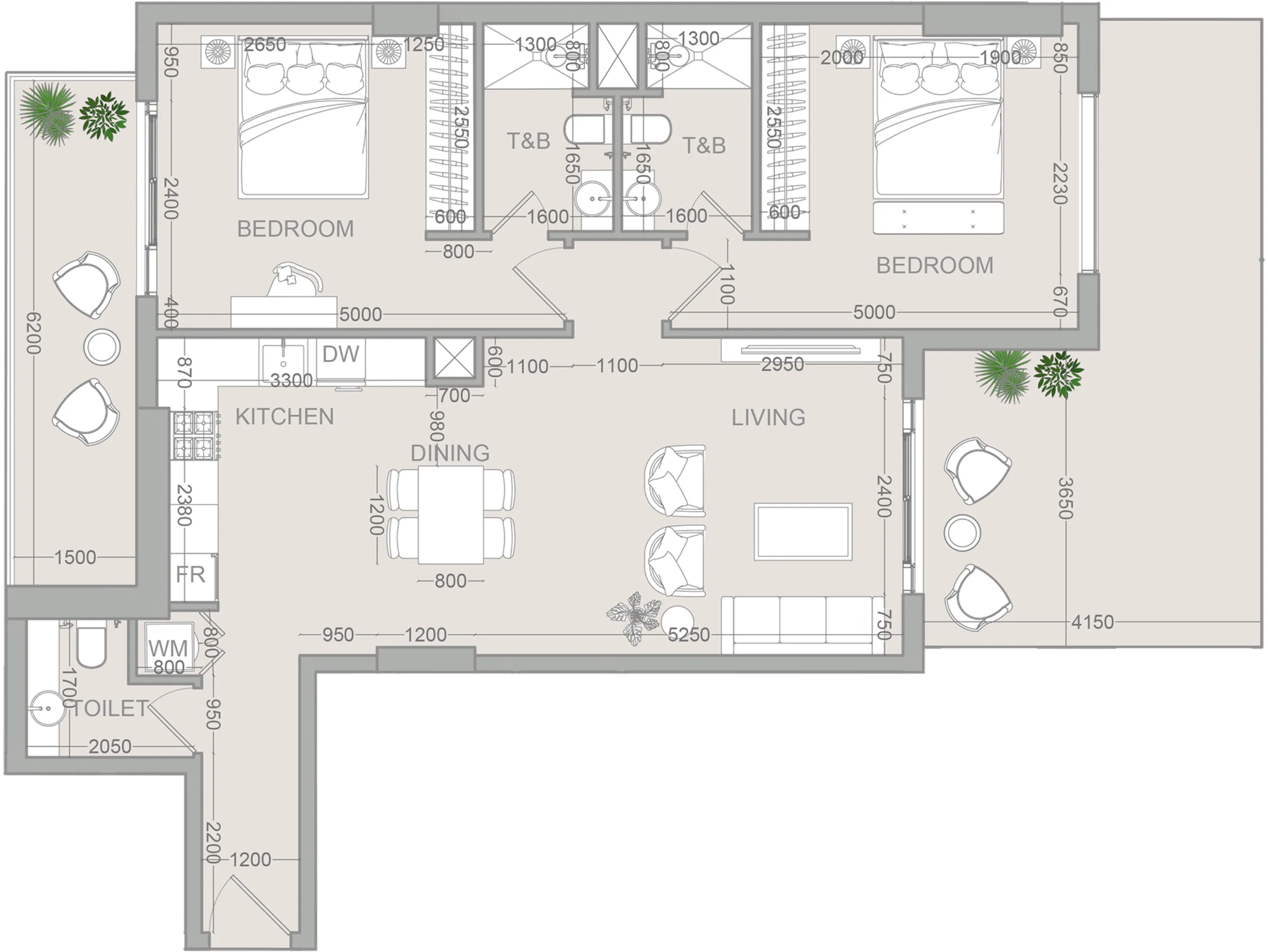 2 BR layout at VERDAN1A 2