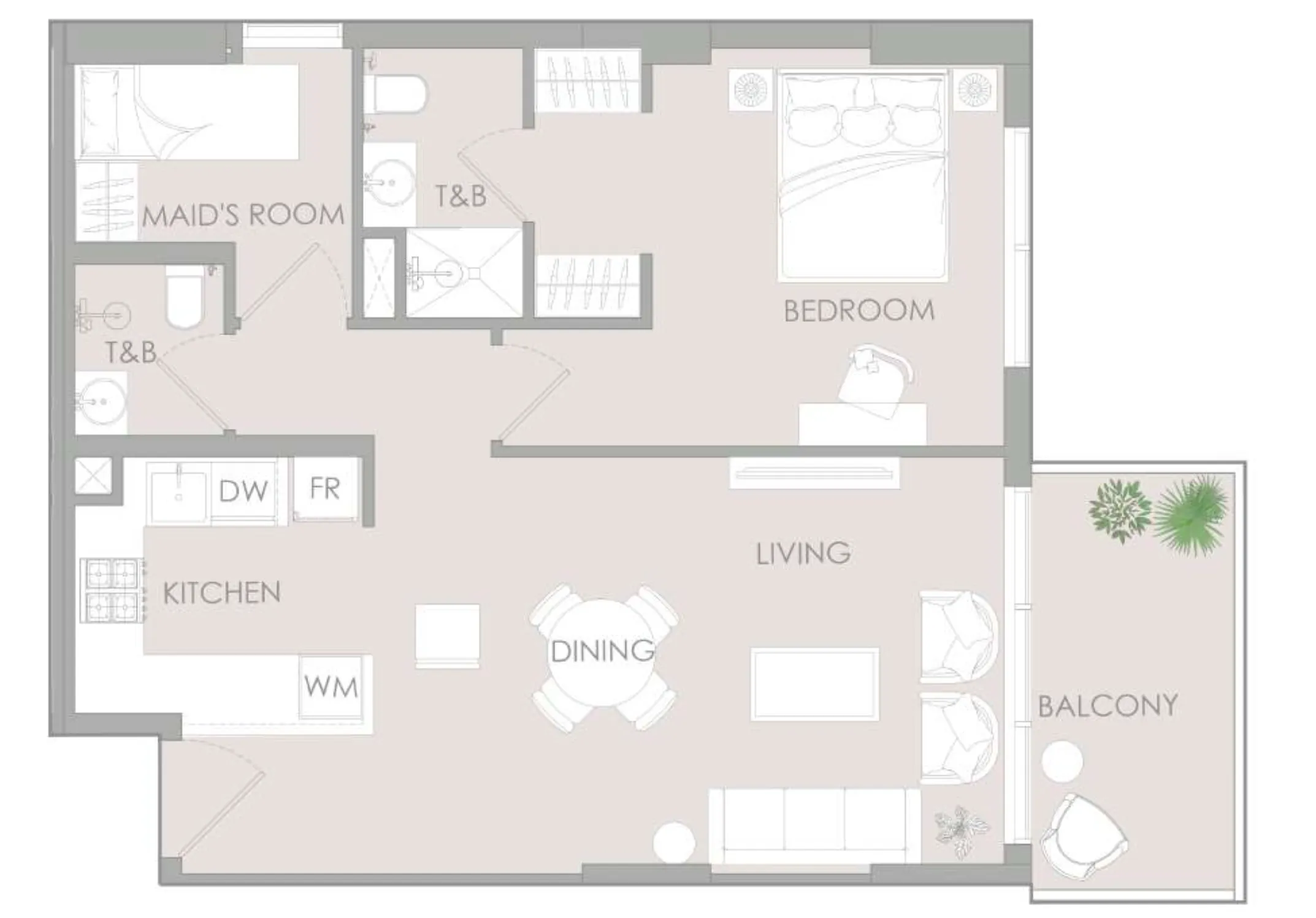 1 BR layout at IR1DIAN Park