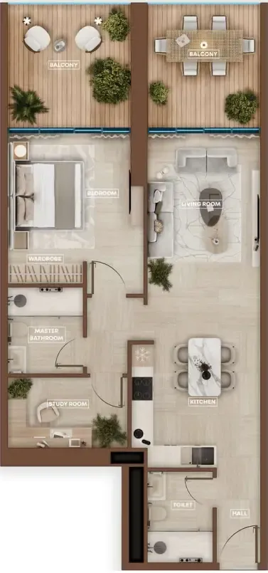 1 BR layout at Sky Hills Astra