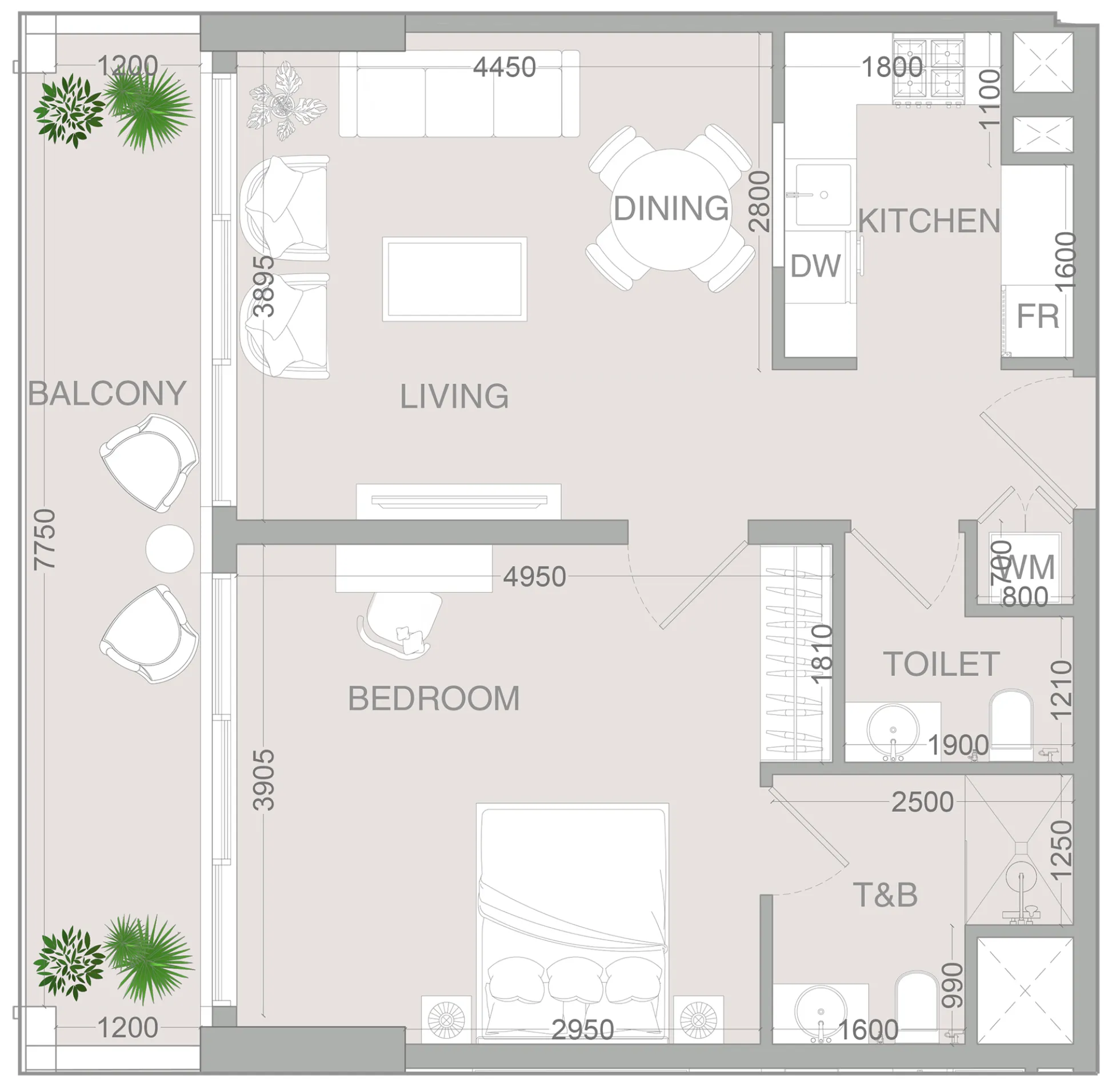 1 BR layout at VERDAN1A 4