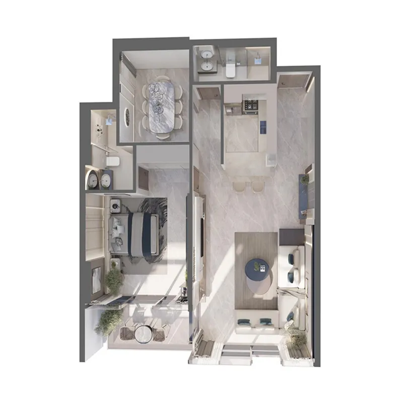 1 BR layout at Palatium Residence