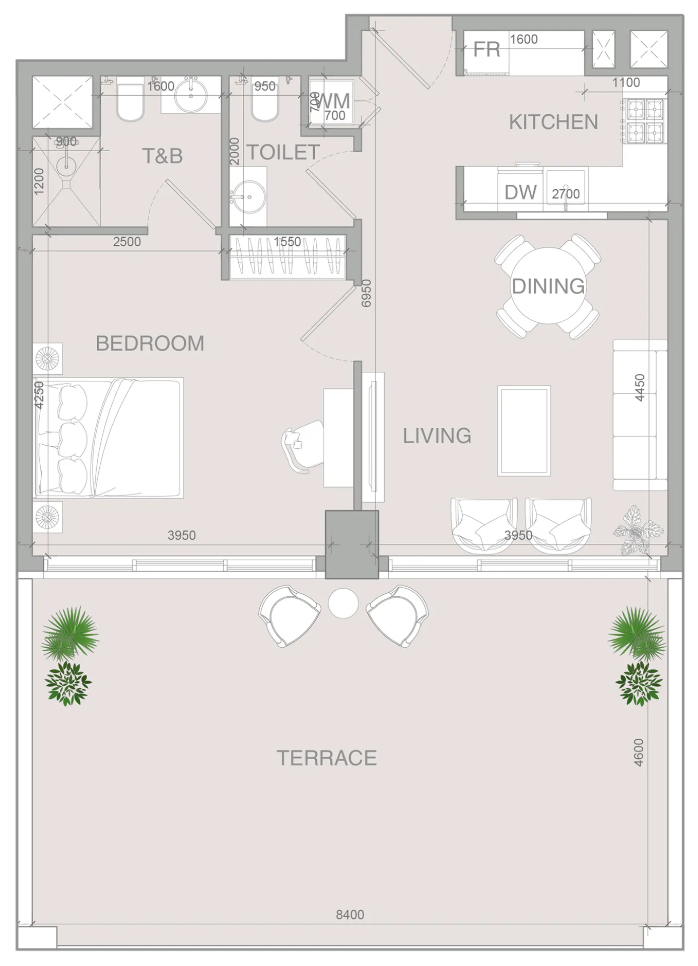 1 BR layout at VERDAN1A 4