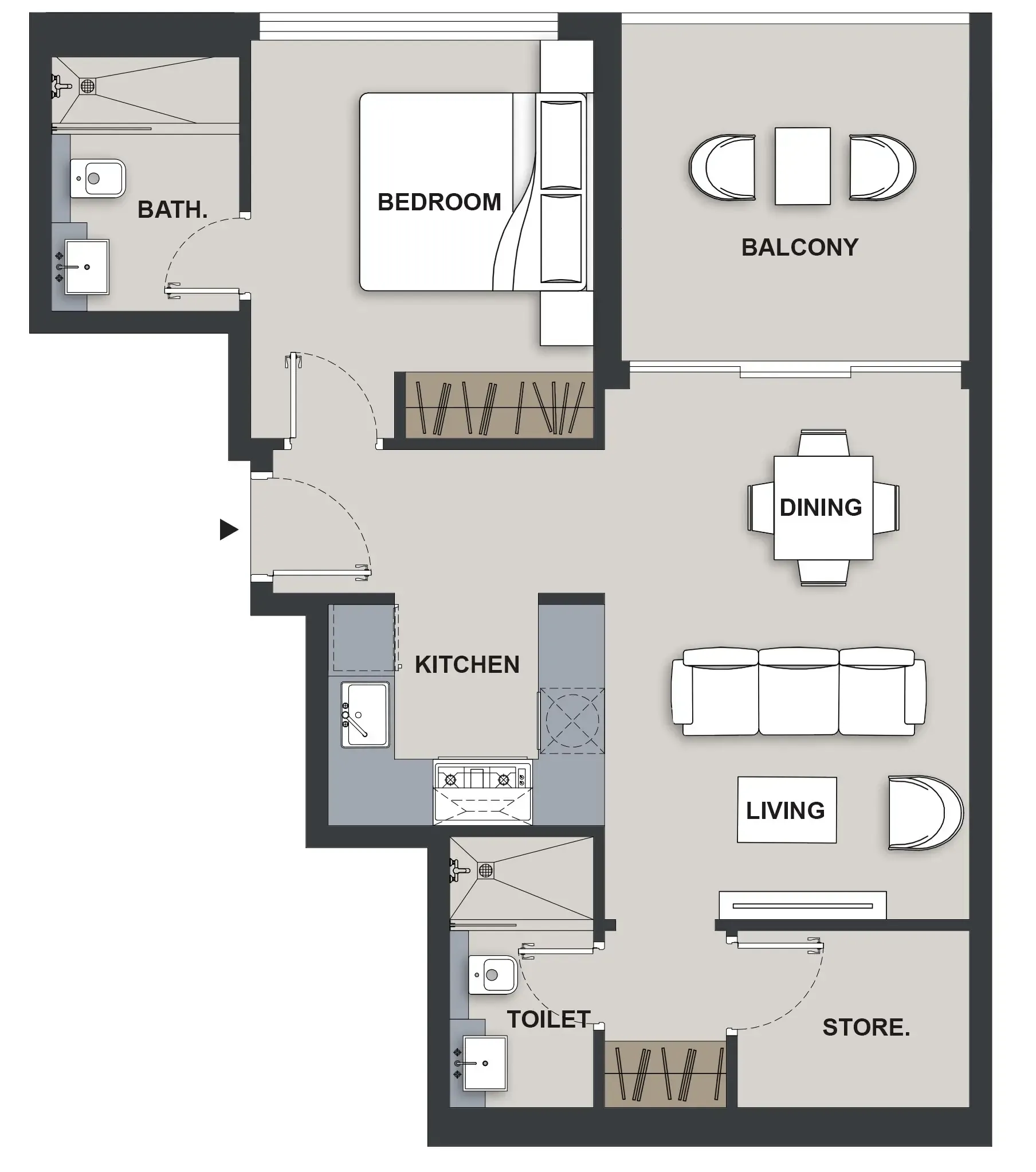1 BR layout at Maison Elysee III