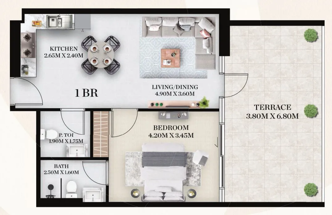 1 BR layout at Chapter 01 by Newbury