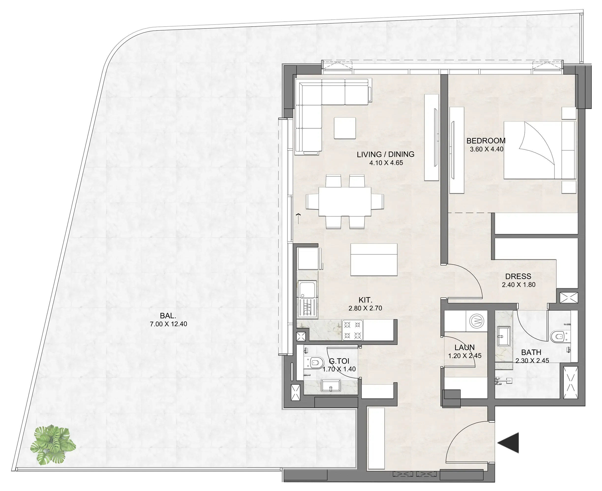 1 BR layout at Luzora Residence