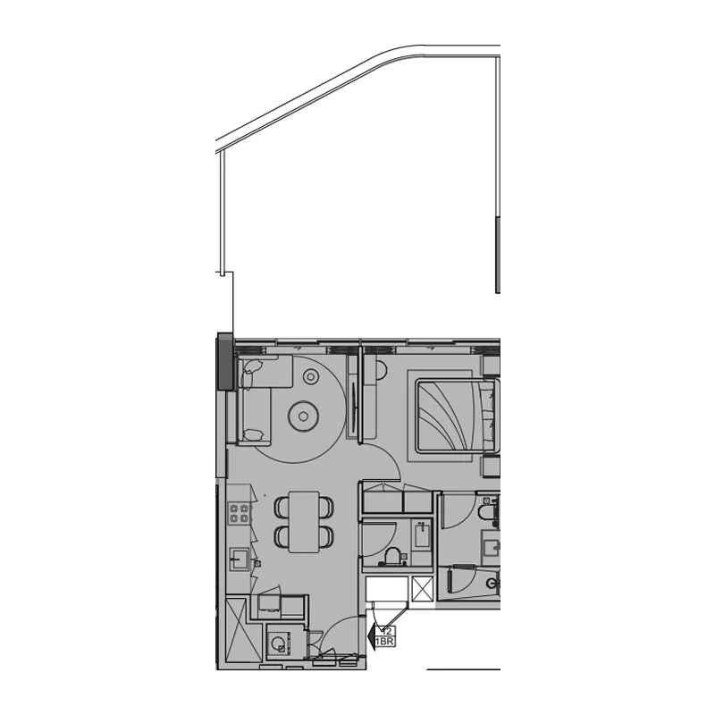 1 BR layout at Le Blanc