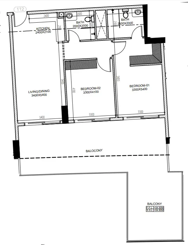 2 BR layout at Astra South