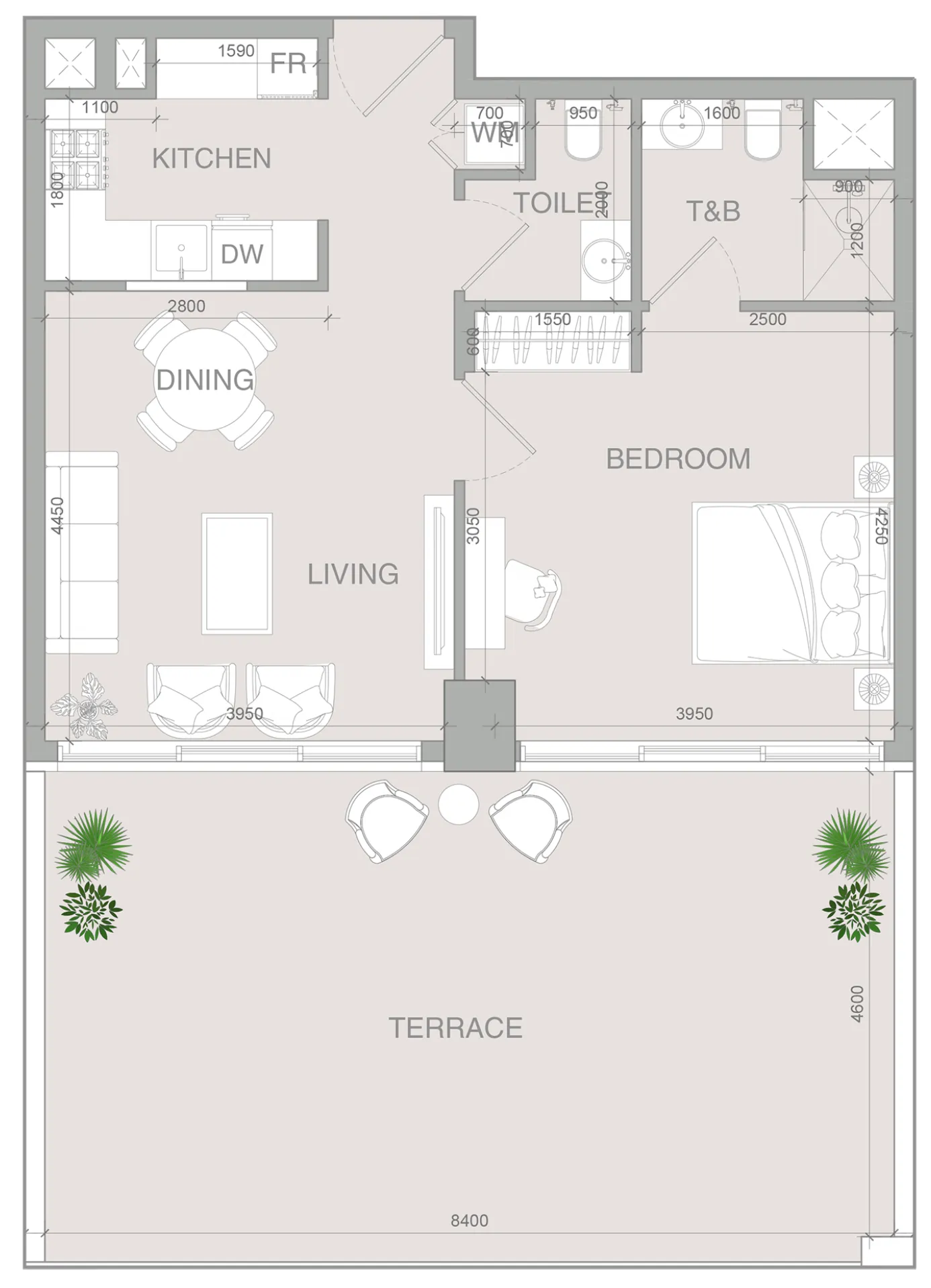 1 BR layout at VERDAN1A 4