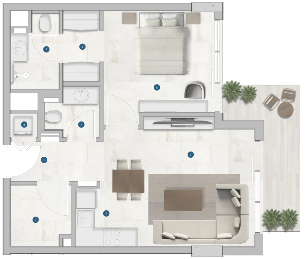 1 BR layout at Sola Residences