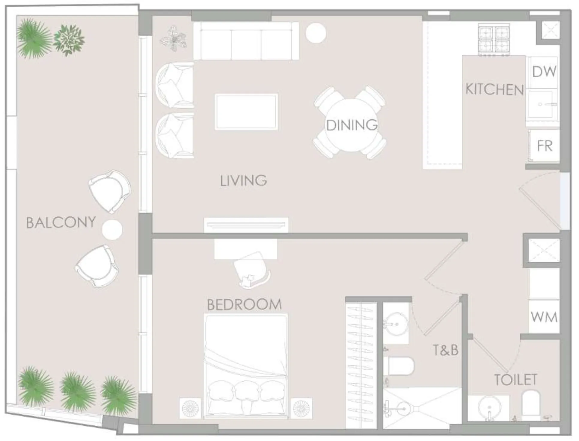 1 BR layout at IR1DIAN Park