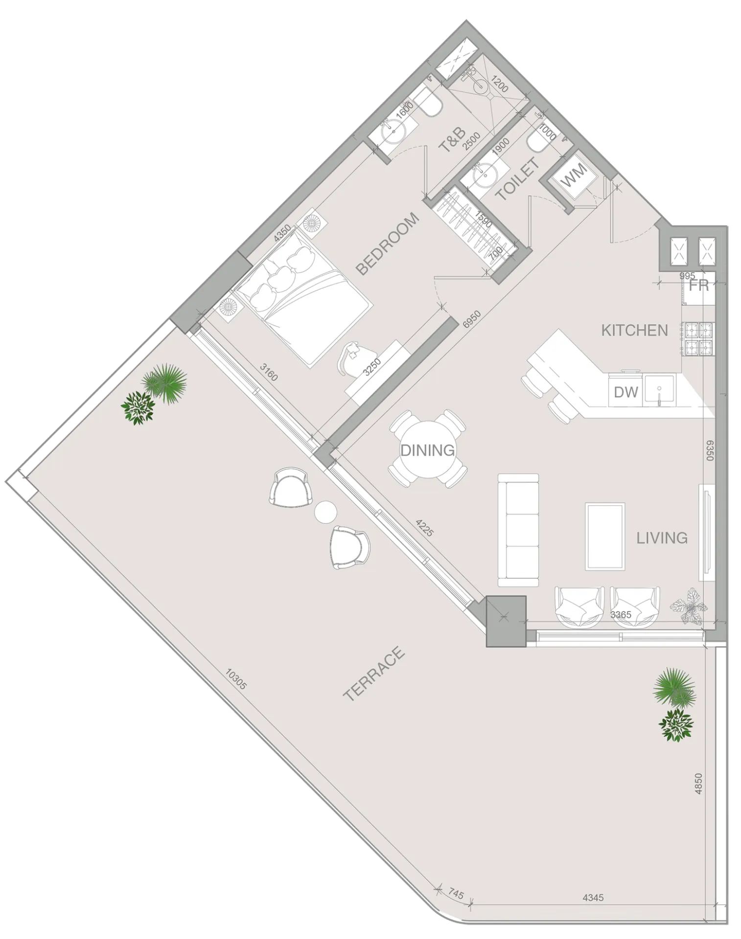 1 BR layout at VERDAN1A 4