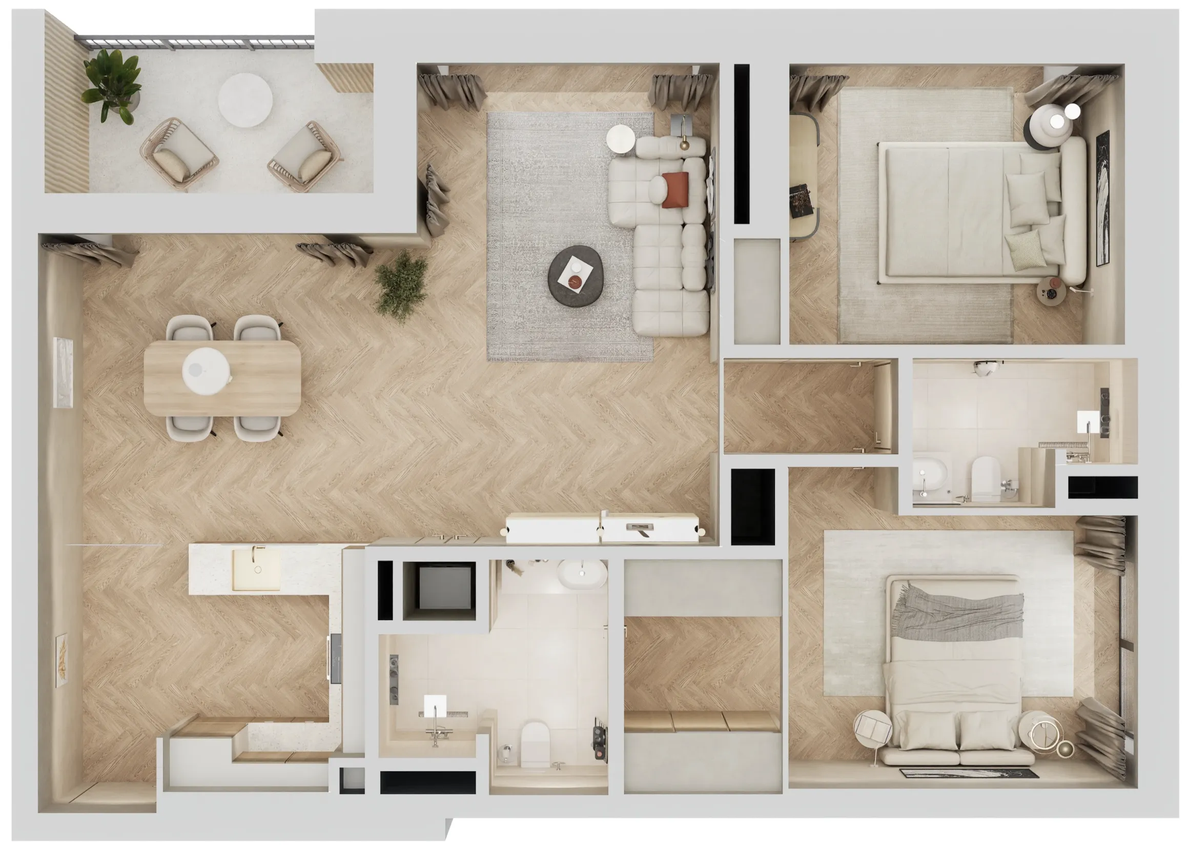 2 BR layout at Arisha Terraces