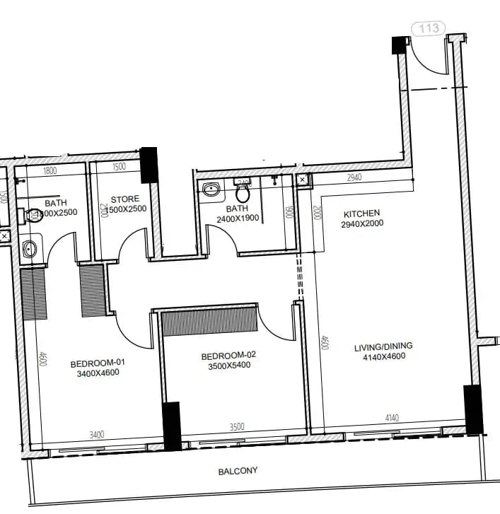 2 BR layout at Astra South