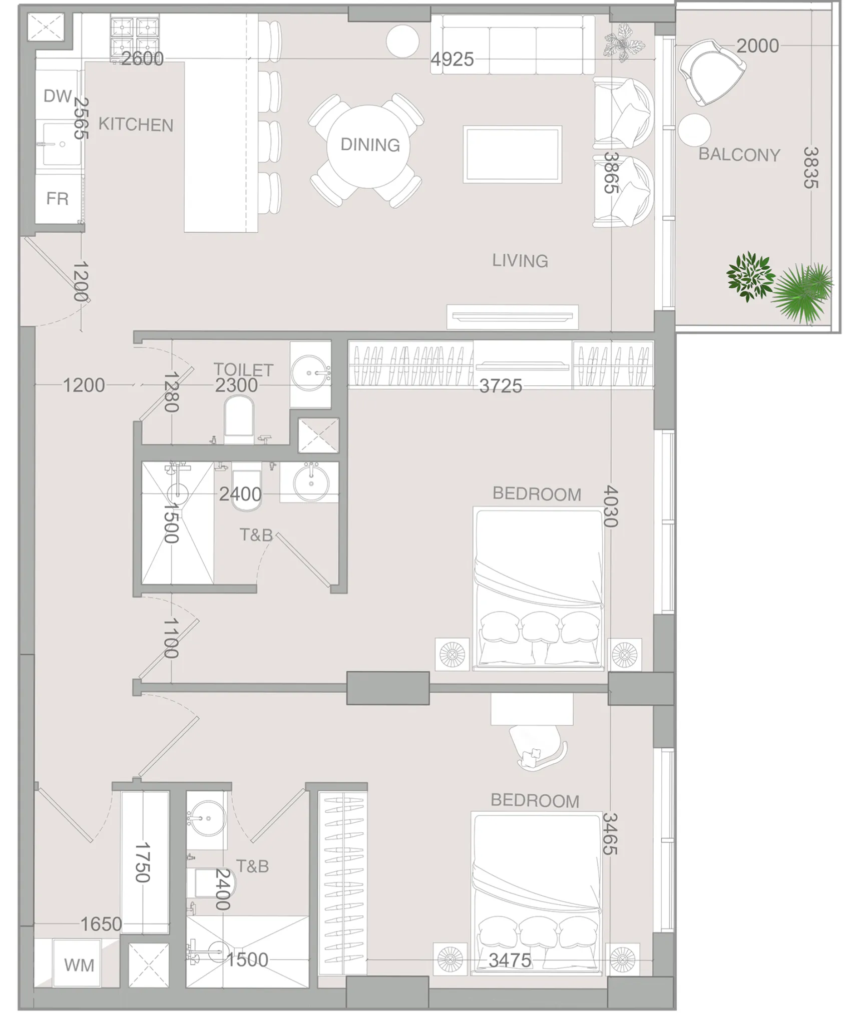 2 BR layout at IR1DIAN Park 2
