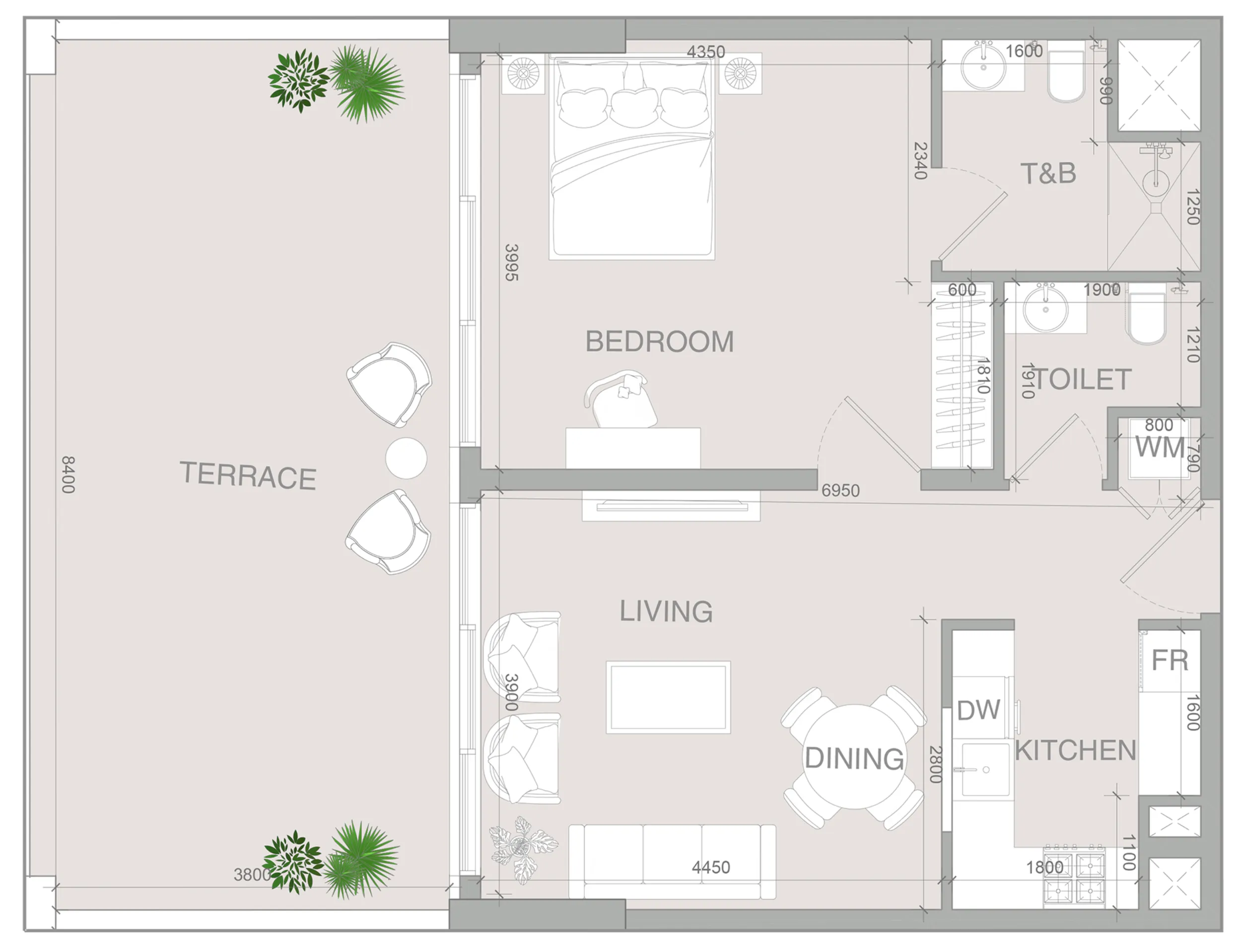 1 BR layout at VERDAN1A 4