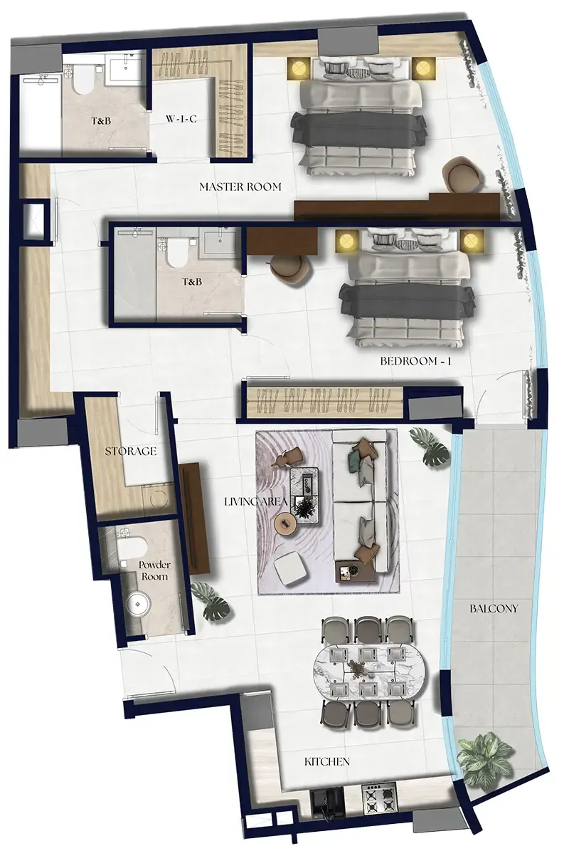 2 BR layout at Xenia Residence
