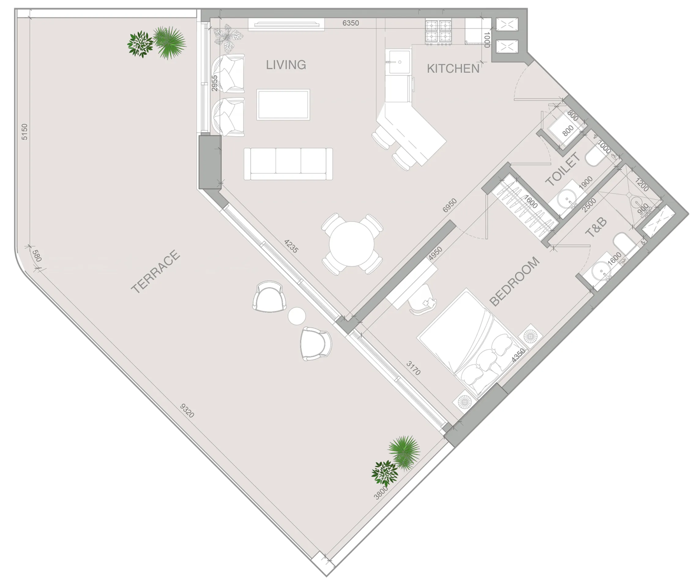 1 BR layout at VERDAN1A 4