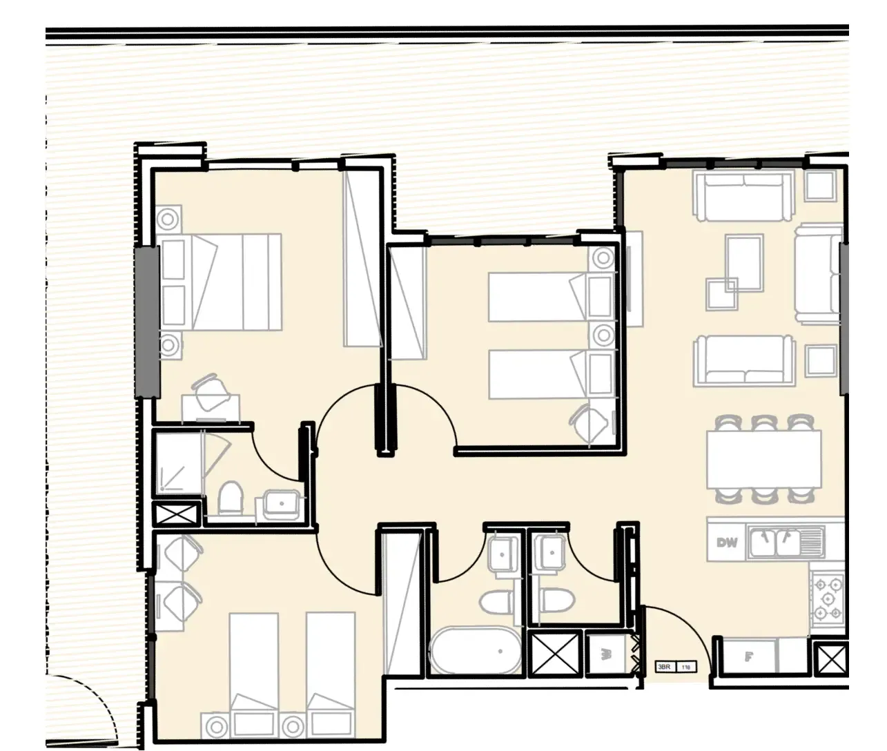 3 BR layout at Verdana III